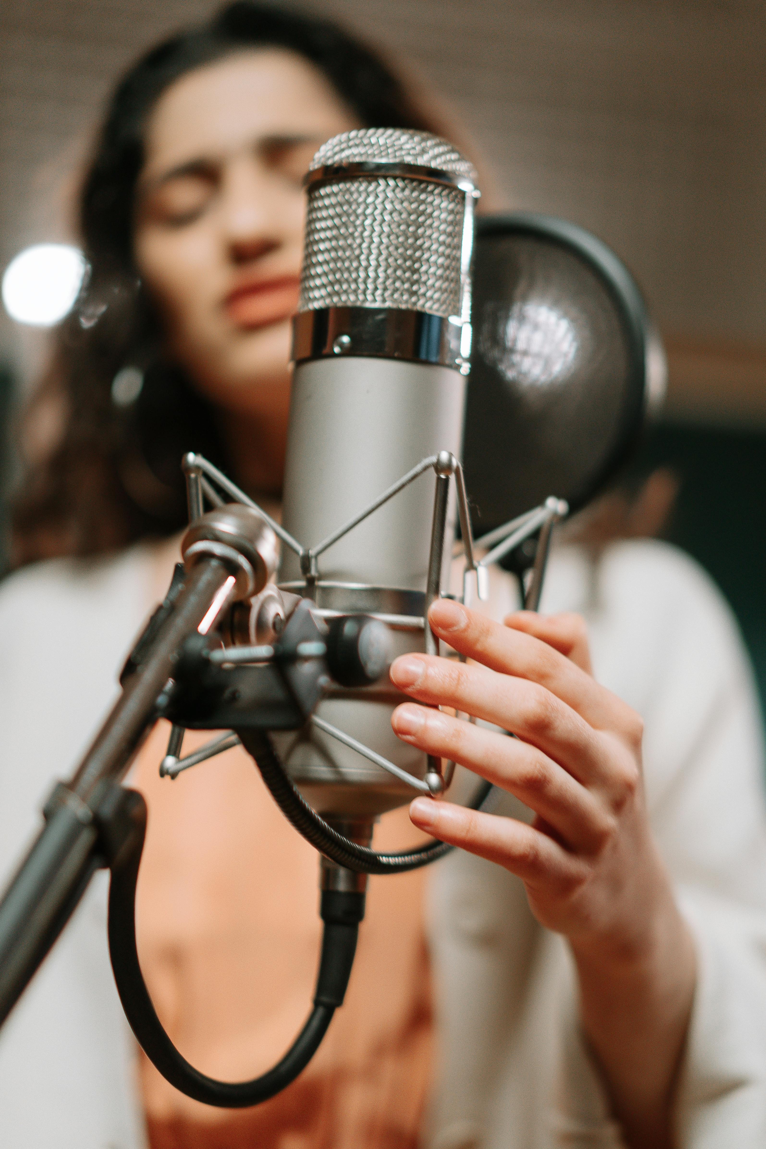 Singer at a studio microphone